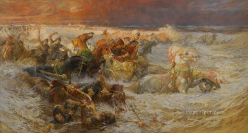 フレデリック・アーサー・ブリッジマン Painting - 紅海に飲み込まれたファラオ軍 フレデリック・アーサー・ブリッジマン
